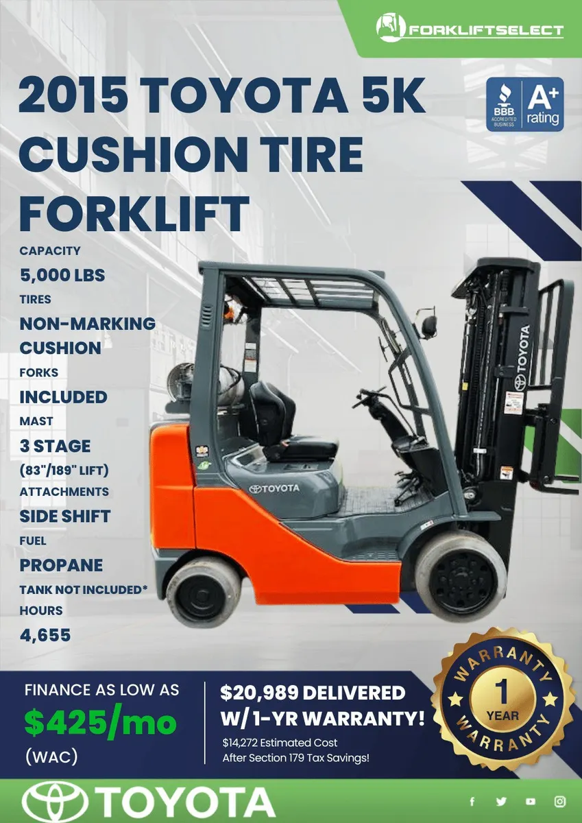 2015 Toyota 5K Cushion Tire Forklift