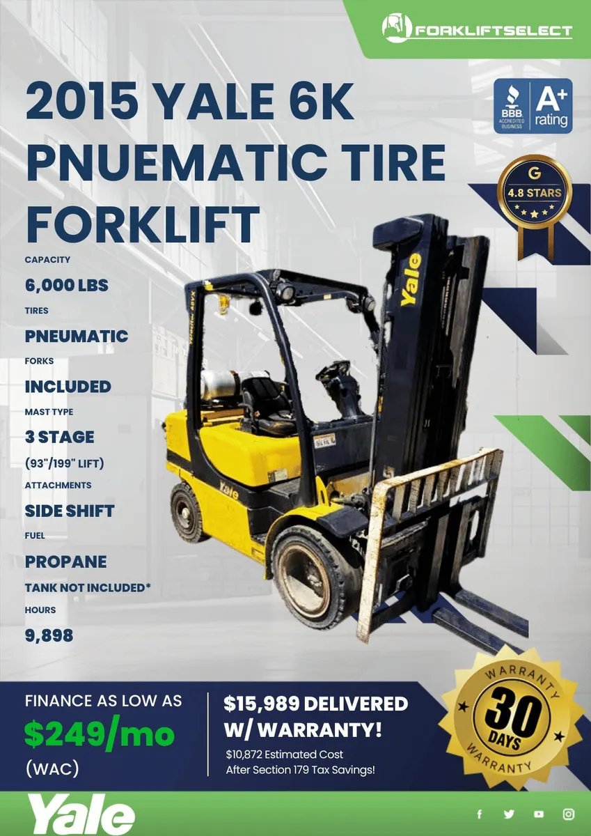 2015 Yale 6K Pneumatic Tire Forklift