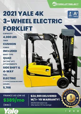 2021 Yale 4K Cushion Tire Electric Forklift