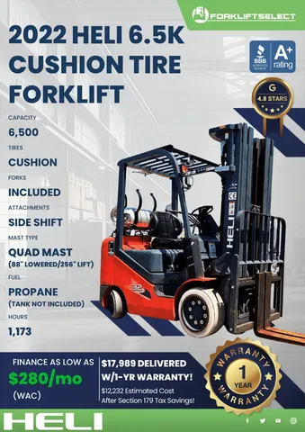 2022 HELI 6.5K Cushion Tire Forklift