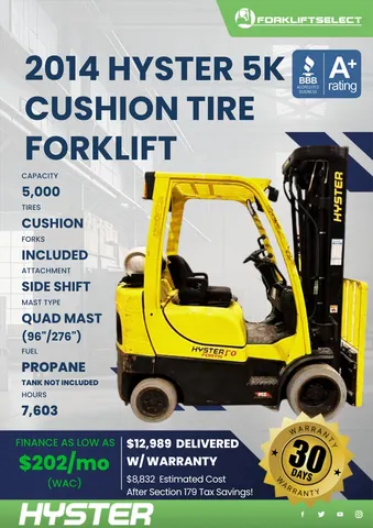 2014 Hyster 5K Cushion Tire Forklift