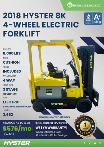 2018 Hyster 8K Cushion Tire Forklift