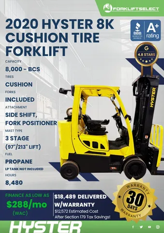 2020 Hyster 8K Cushion Tire Forklift