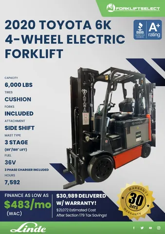 2020 Toyota 6K Cushion Electric Forklift
