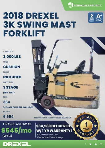 2018 Drexel 3K Cushion Tire Forklift