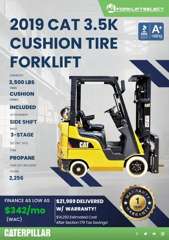 2019 CAT 3.5K Cushion Tire Forklift