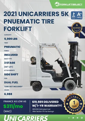 2021 Unicarriers 5K Pneumatic Tire Forklift