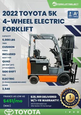 2022 Toyota 5K Cushion Tire Forklift