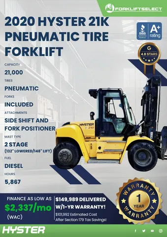 2020 Hyster 21K Pneumatic Tire Forklift