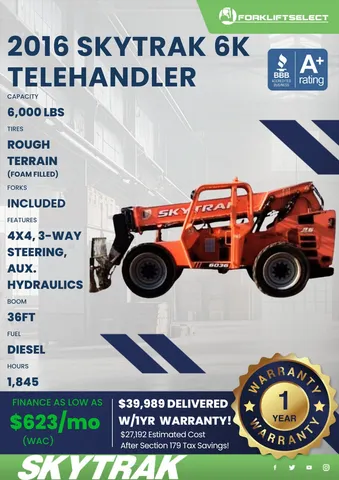 2016 SkyTrak 6K Rough Terrain Telehandler