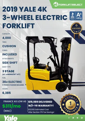2019 Yale 4K Cushion Tire Forklift