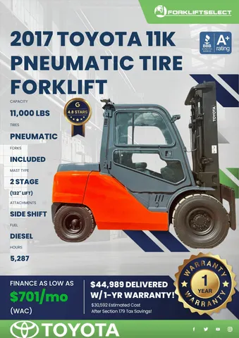 2017 Toyota 11K Pneumatic Tire Forklift