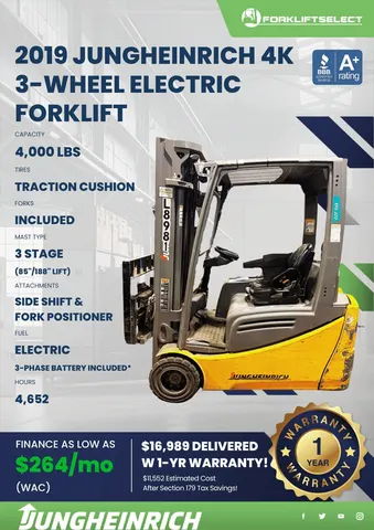 2019 Jungheinrich 4K Cushion Tire Forklift