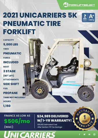2021 UniCarriers 5K Pneumatic Tire Forklift