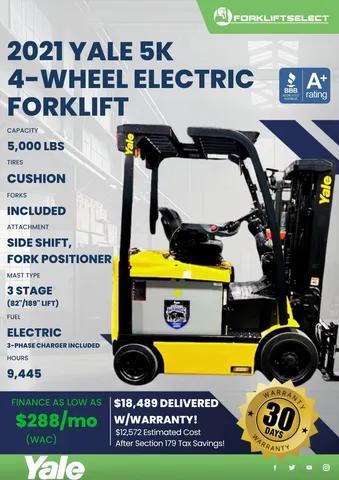 2021 Yale 5K Cushion Tire Electric Forklift