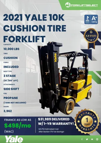 2021 Yale 10K Cushion Tire Forklift