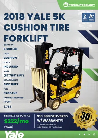 2018 Yale 5K Cushion Tire Forklift