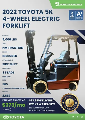 2022 Toyota 5K Cushion Tire Forklift