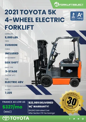 2021 Toyota 5K Cushion Tire Forklift