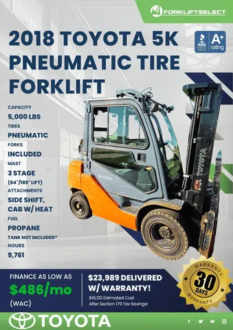 2018 Toyota 5K Pneumatic Tire Forklift