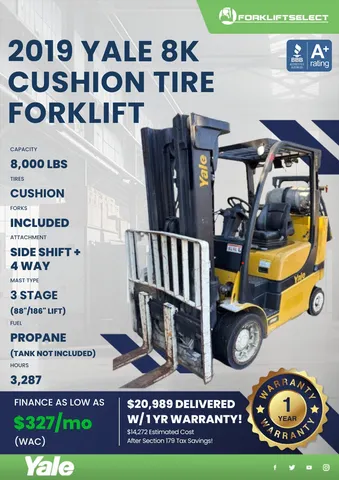 2019 Yale 8K Cushion Tire Forklift