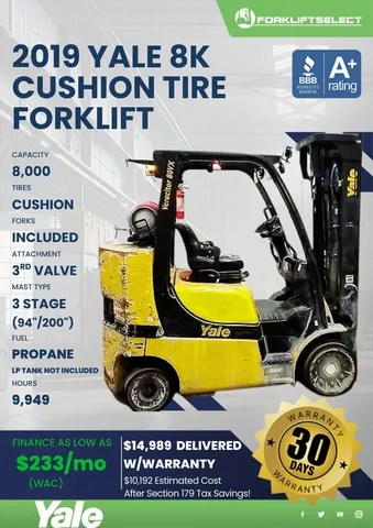 2019 Yale 8K Cushion Tire Forklift