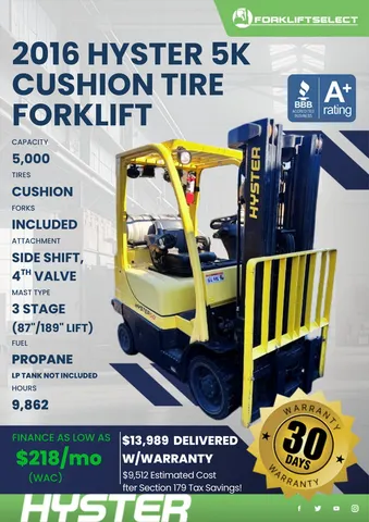 2016 Hyster 5K Cushion Tire Forklift