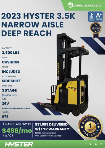 2023 Hyster 3.5K Cushion Tire Forklift