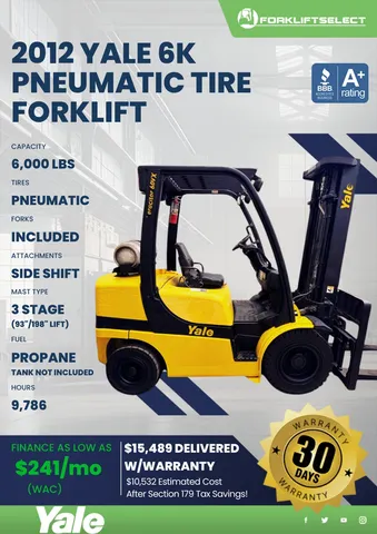 2012 Yale 6K Pneumatic Tire Forklift