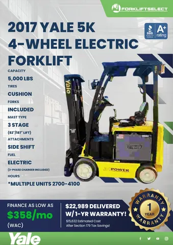 2017 Yale 5K Cushion Tire Electric Forklift