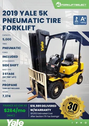2019 Yale 5K Pneumatic Tire Forklift