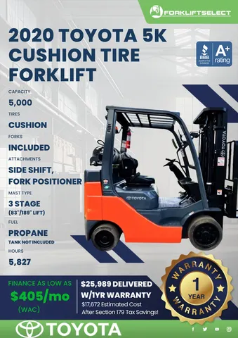 2020 Toyota 5K Cushion Tire Forklift