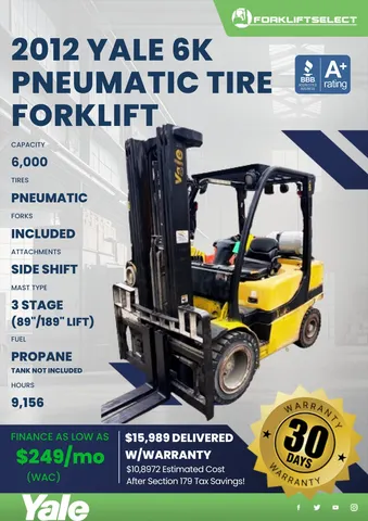 2012 Yale 6K Pneumatic Tire Forklift