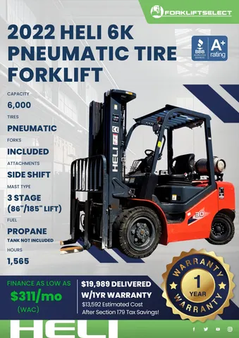 2022 Heli 6K Pneumatic Tire Forklift