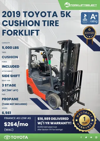 2019 Toyota 5K Cushion Tire Forklift
