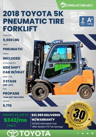 2018 Toyota 5K Pneumatic Tire Forklift