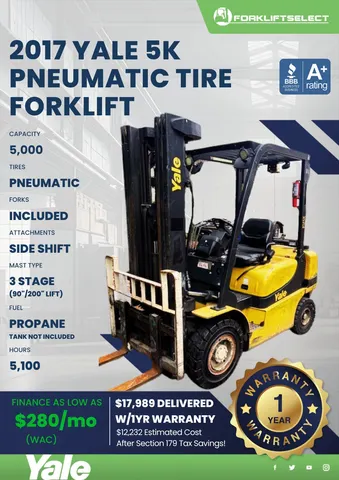 2017 Yale 5K Pneumatic Tire Forklift