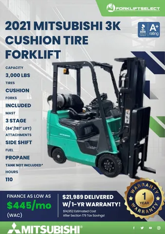 2021 MItsubishi 3K Cushion Tire Forklift