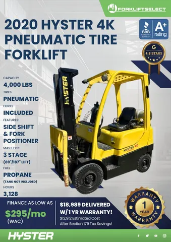 2020 Hyster 4K Pneumatic Tire Forklift