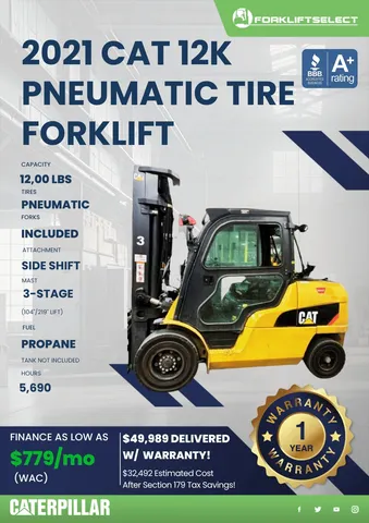 2021 CAT 12K Pneumatic Tire Forklift