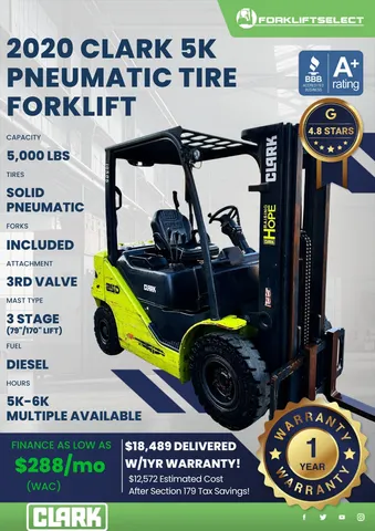 2020 Clark 5K Pneumatic Tire Forklift