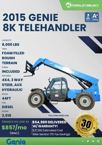 2015 Genie 8K Rough Terrain Telehandler
